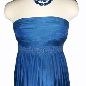 Maxi Jessica Simpson strapless small blue Flaw Appr 14in Pit To Pit